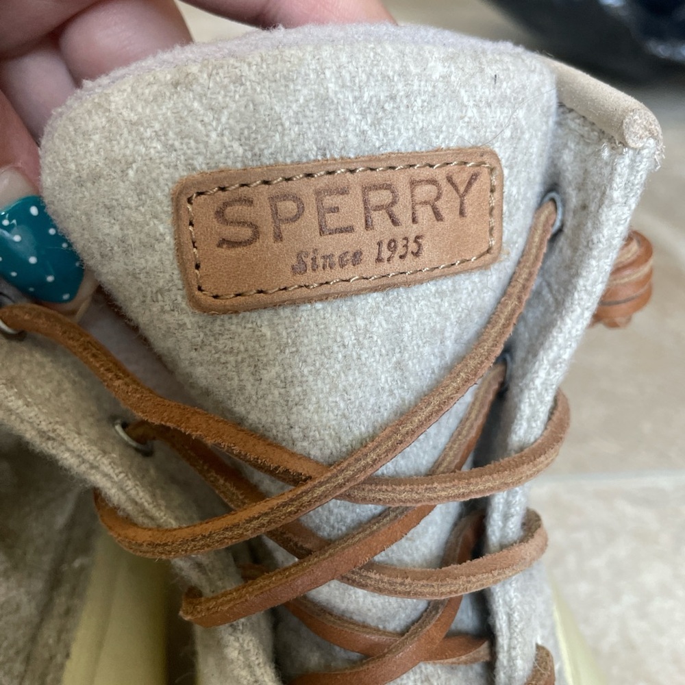 Sperry Saltwater Wool Embossed Duck Boots Women’s Size 7 Ivory - Picture 4 of 7